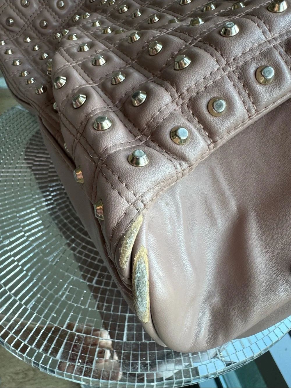 Topshop Mauve Studded Leather Satchel